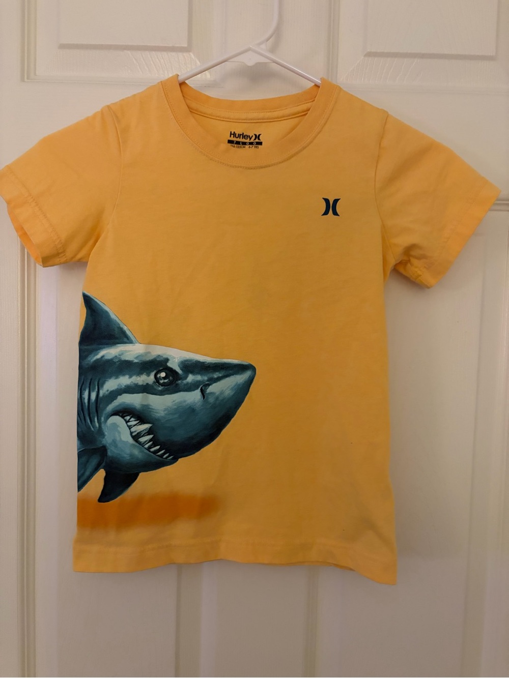 Hurley Yellow Tee with Blue Shark Accent